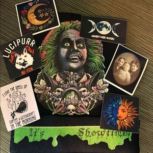 Beetlejuice beanie with stickers